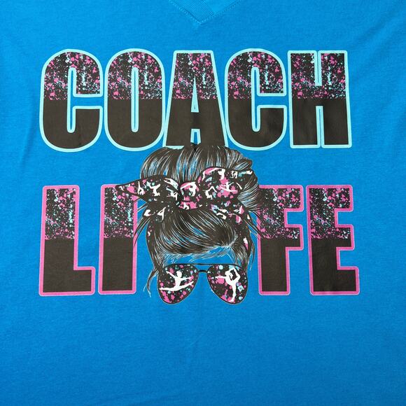 Gymnastic Coach Life Messy Bun Blue Vneck Jr XL - Picture 1 of 6